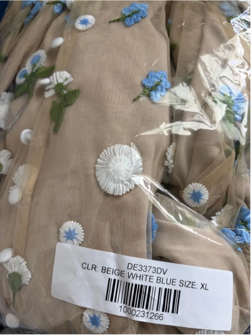 Women's VICI Beige Blue Floral Long Sleeve Dress XL - Picture 7 of 9
